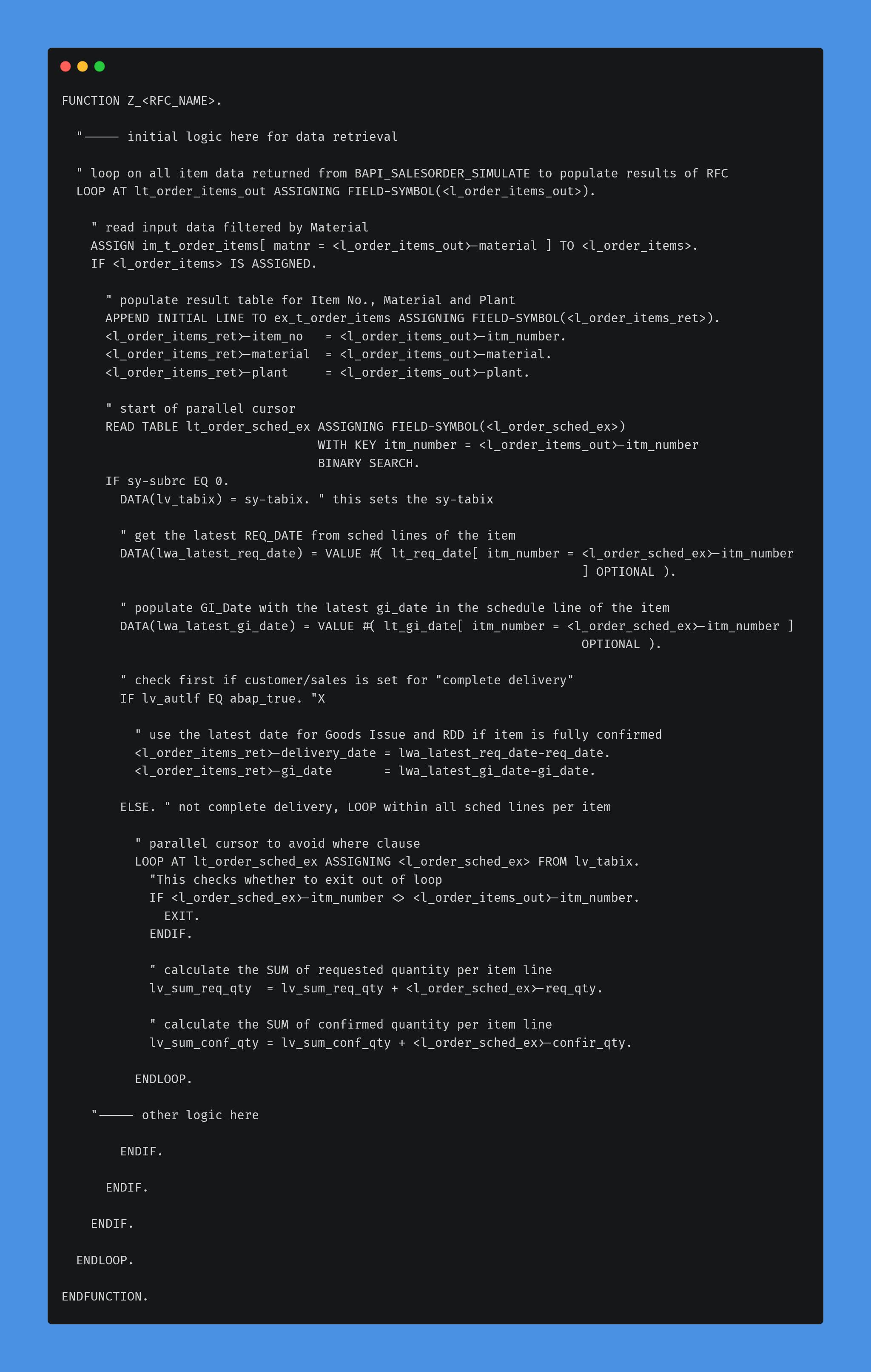 Pseudo-Code for Parallel Cursor Technique used in the RFC